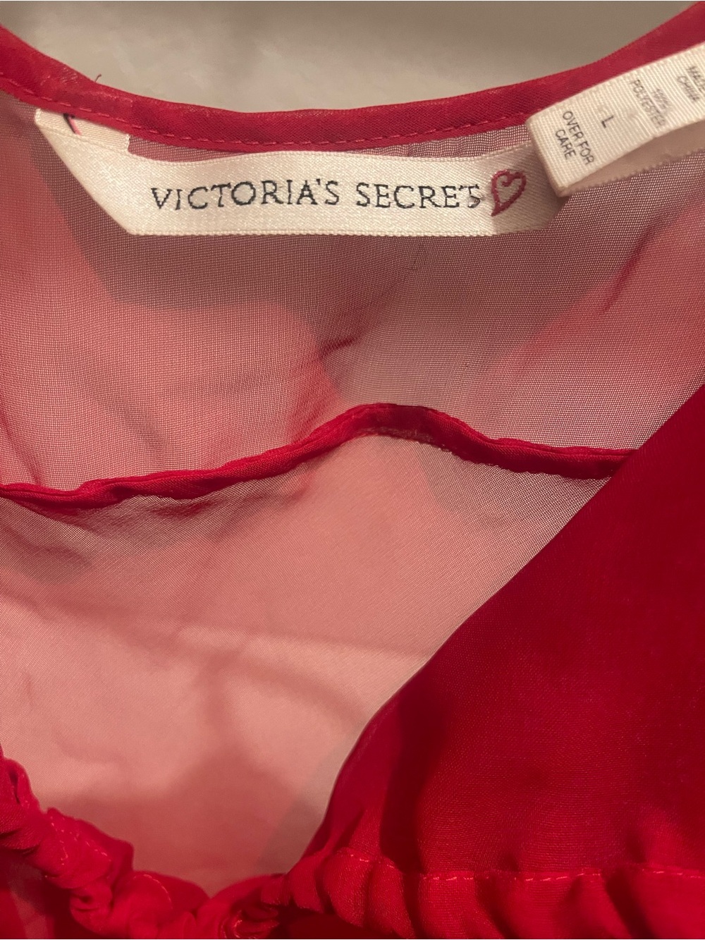 VTG Victoria secret Babydoll Cami Tie Front Sheer Red Large Y2K Fairy 90s Glam - Picture 5 of 5